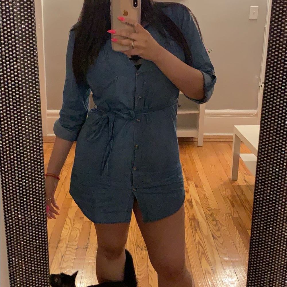 Denim Button-Up Dress